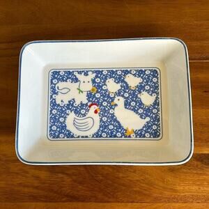 Blue farm Animal‎ baking dish George Good Japan Duck chicken cow casserole dish